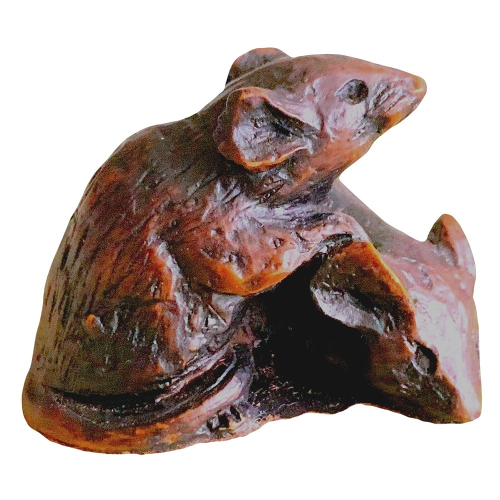 Carved Huddled Mice Mouse Figurine - Vintage Priory Castings England 1970's-80's
